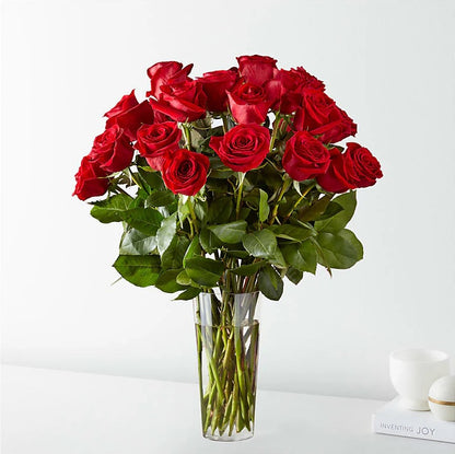 Vase of Long Stem Red Roses